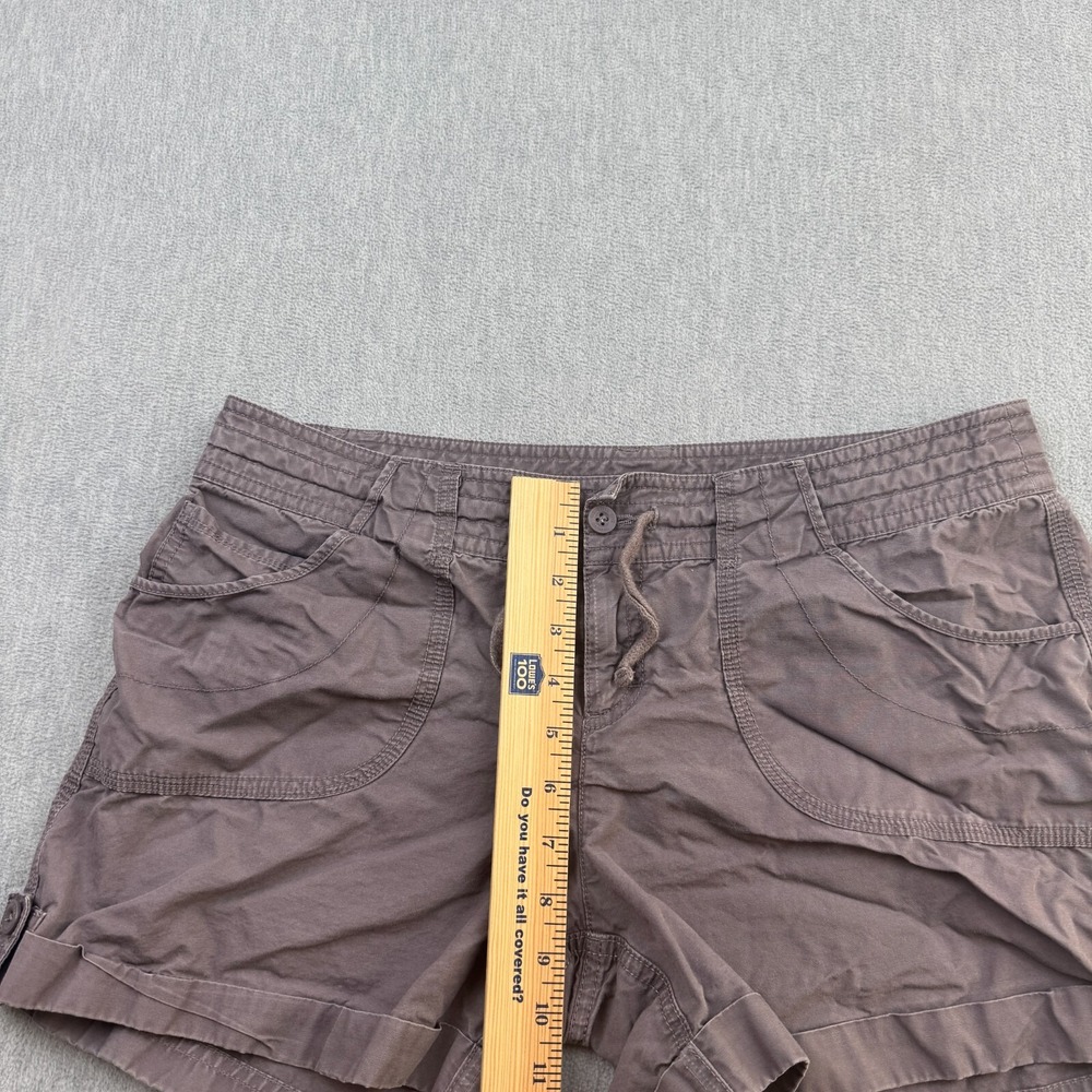 The North Face Shorts Women 12 Gray Purple Chino Flat Front Cuffed Hiking Cotton - Picture 9 of 14